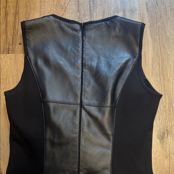 Badgley Mischka Black Leather Panel Mini Dress - Picture 5 of 6
